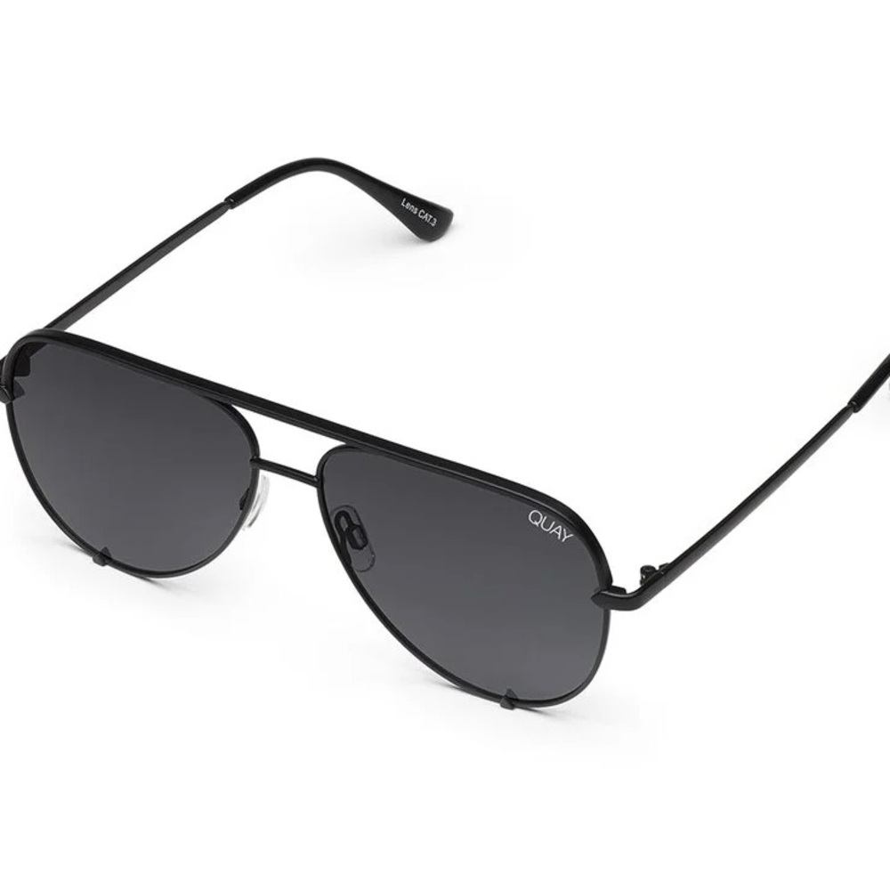 Quay Australia High Key Mini Black Aviator Sunglasses